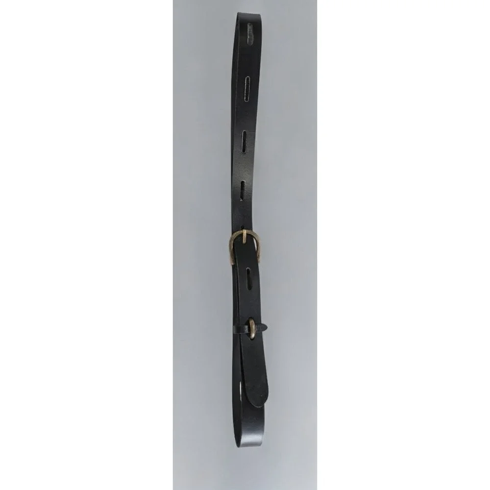 Black Leather Belt 44-46 Inch Antique Brass Buckle Western Statement Unisex